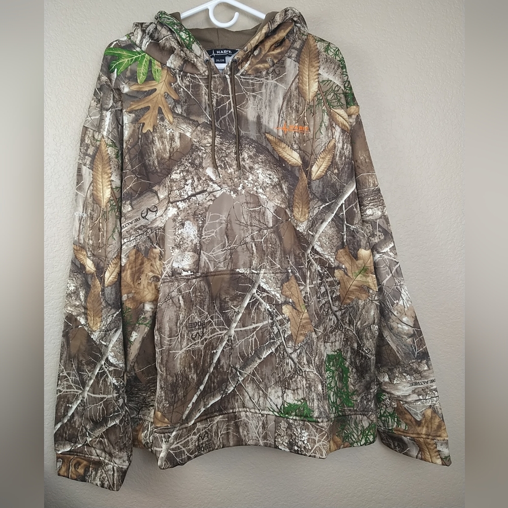 Habit Mens Camo Hooded Sweatshirt Hunting Realtree Edge 2XL